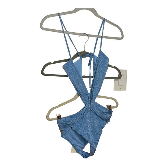 BAOBAB Mia One Piece Swim Bathing Suit Vacation Summer Metallic Cielo Small - Picture 5 of 13